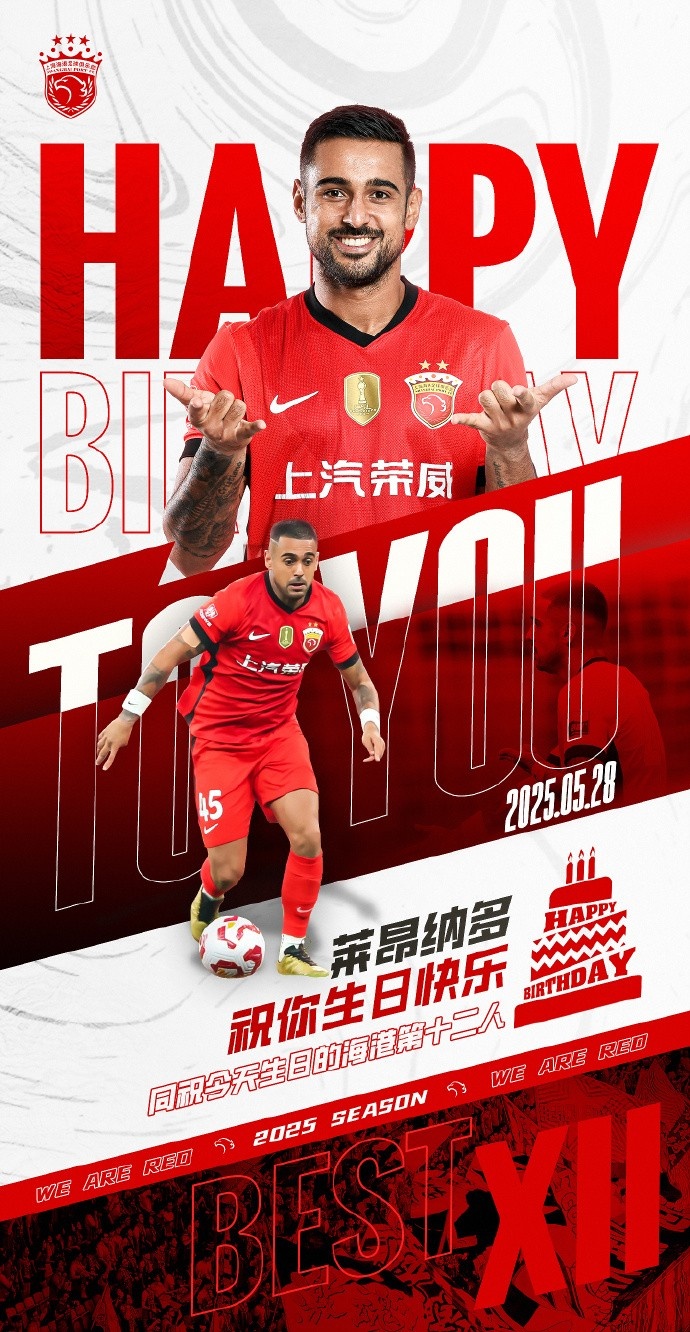 祝萊昂納多28歲生日快樂????同祝今天生日的海港第12人