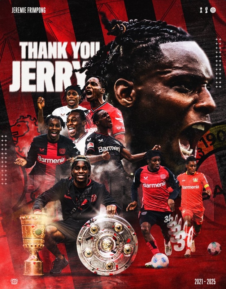 勒沃庫(kù)森官推曬海報(bào)告別弗林蓬：感謝你所做的一切，祝你未來好運(yùn)