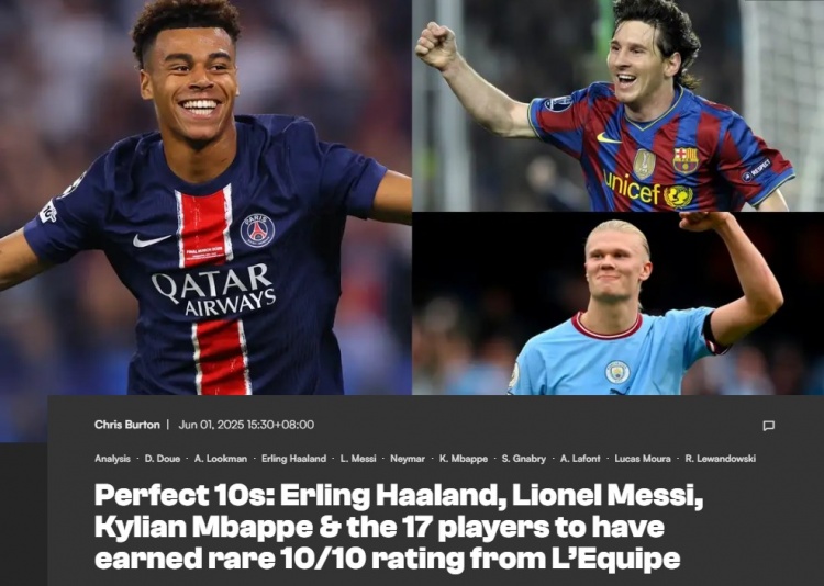 ??杜埃比肩諸多神跡！本世紀(jì)至今《隊(duì)報(bào)》僅給出15次10分評(píng)價(jià)