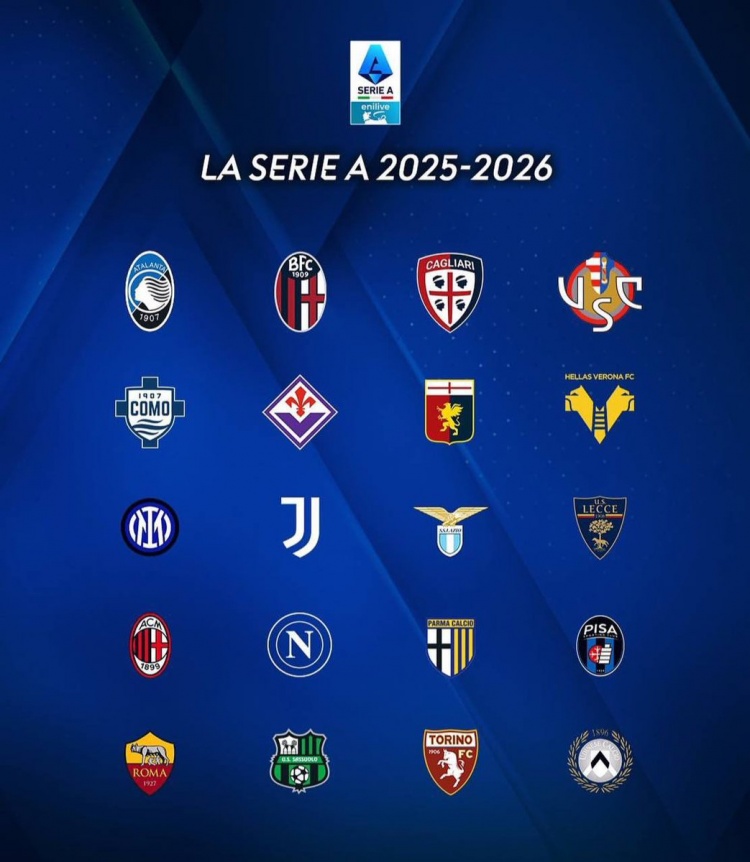 25/26賽季意甲20隊(duì)確定：薩索洛、比薩和克雷莫納作為升班馬出戰(zhàn)