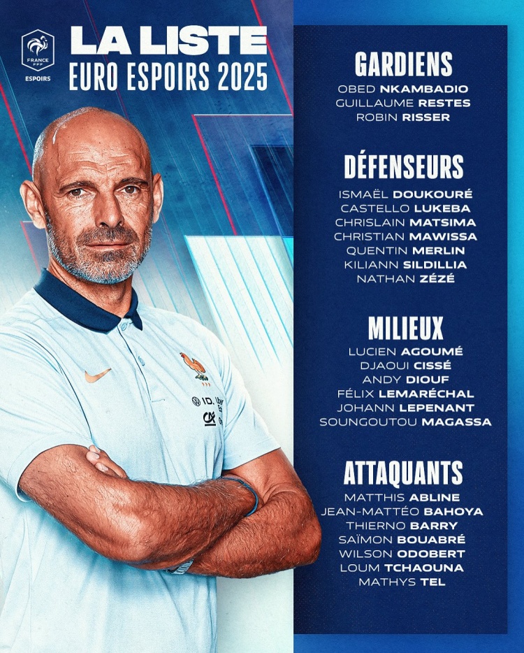 法國U21歐洲杯球員名單：特爾、奧多貝爾、盧克巴在列