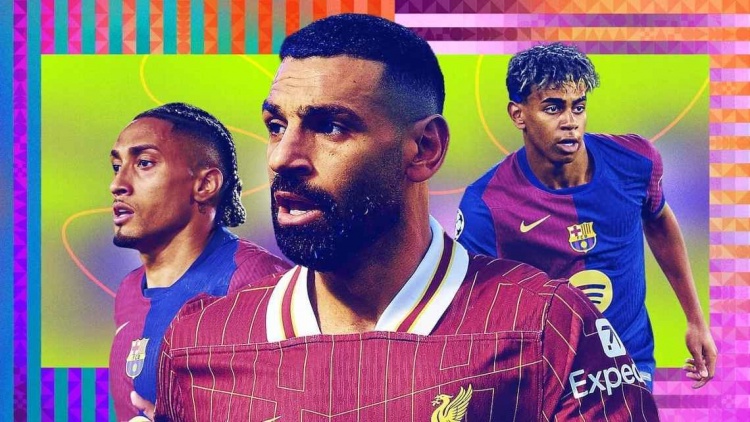 ESPN年度20大邊鋒：薩拉赫最佳，亞馬爾第2，梅西第8&杜埃第14