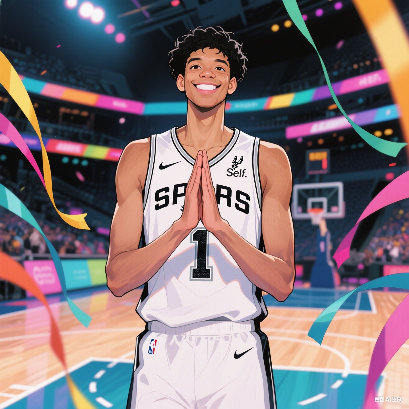 ??阿彌陀佛善哉善哉！文班亞馬以后的標(biāo)志性慶祝姿勢(shì)有了！