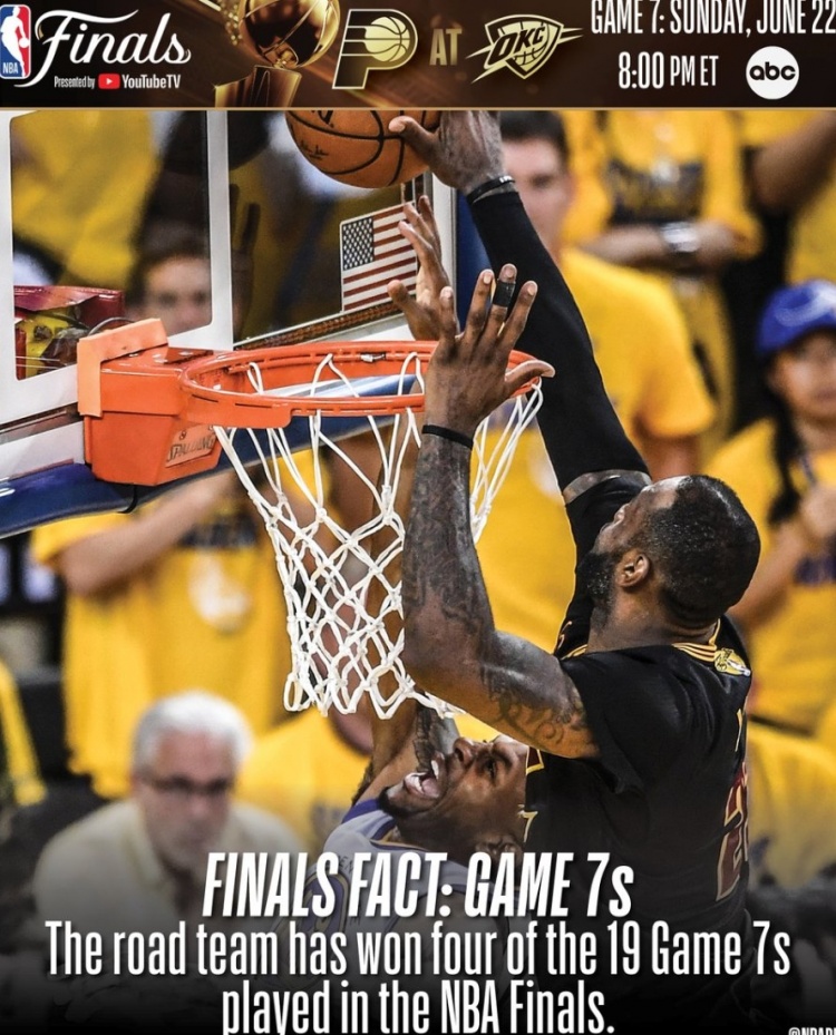 步行者有機(jī)會(huì)？總決賽搶七歷史19隊(duì)中僅4隊(duì)在客場(chǎng)逆襲 16騎士在列