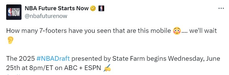 NBA官方賬號(hào)曬瀚森集錦：你們見過多少如此靈活的大個(gè) 拭目以待