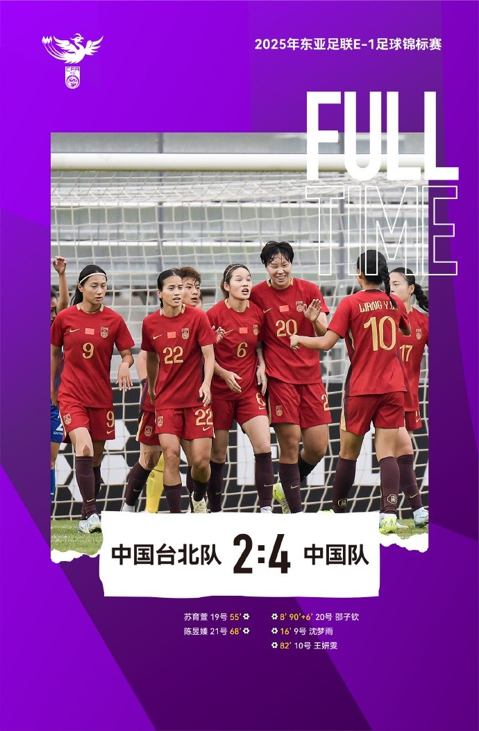 2025東亞杯 中國女足4-2中國臺(tái)北女足