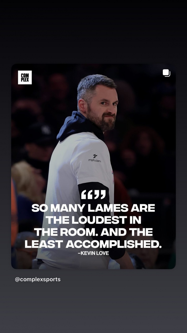 詹姆斯轉(zhuǎn)發(fā)樂福動(dòng)態(tài)：房間里最吵鬧的往往是最沒本事的廢物??