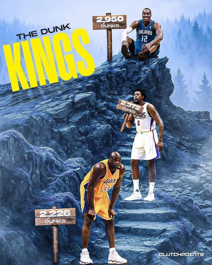 籃下巨獸！美媒曬圖歷史扣籃數(shù)前三：霍華德、小喬丹、奧尼爾