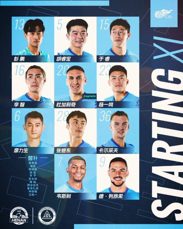 深圳新鵬城客戰(zhàn)河南俱樂(lè)部酒祖杜康首發(fā)陣容出爐！