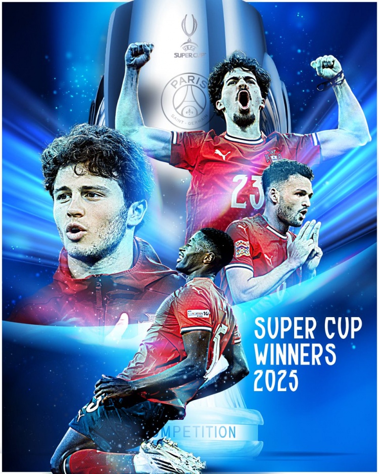 祝賀國(guó)腳奪歐超杯，葡萄牙官方曬海報(bào)：葡萄牙天才閃耀歐洲之巔?