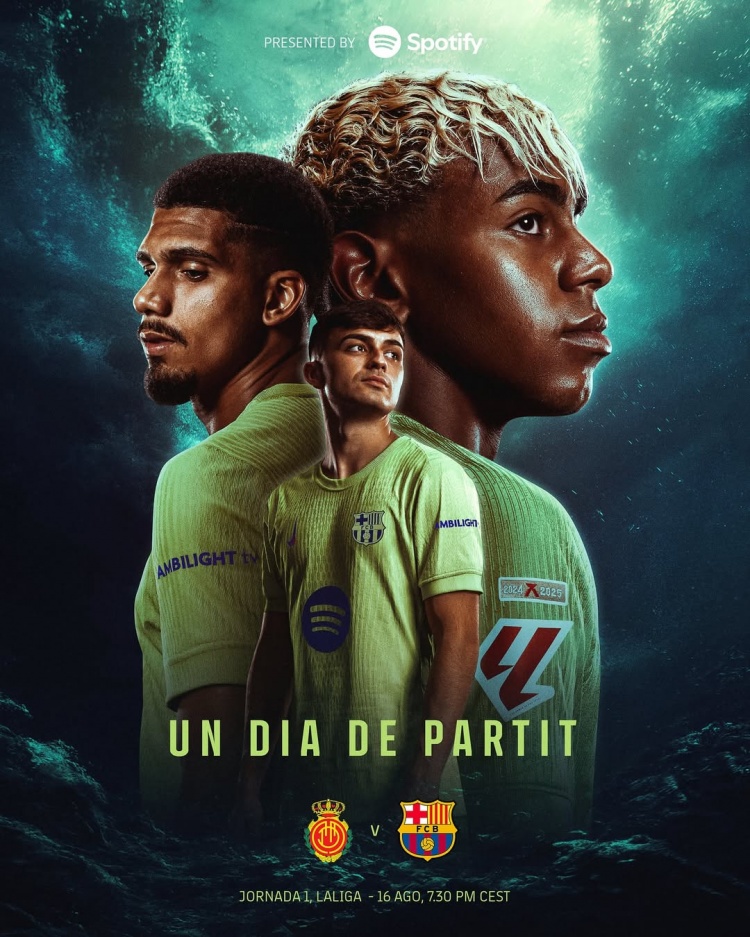 巴薩發(fā)布西甲首輪海報：亞馬爾、阿勞霍、佩德里出鏡