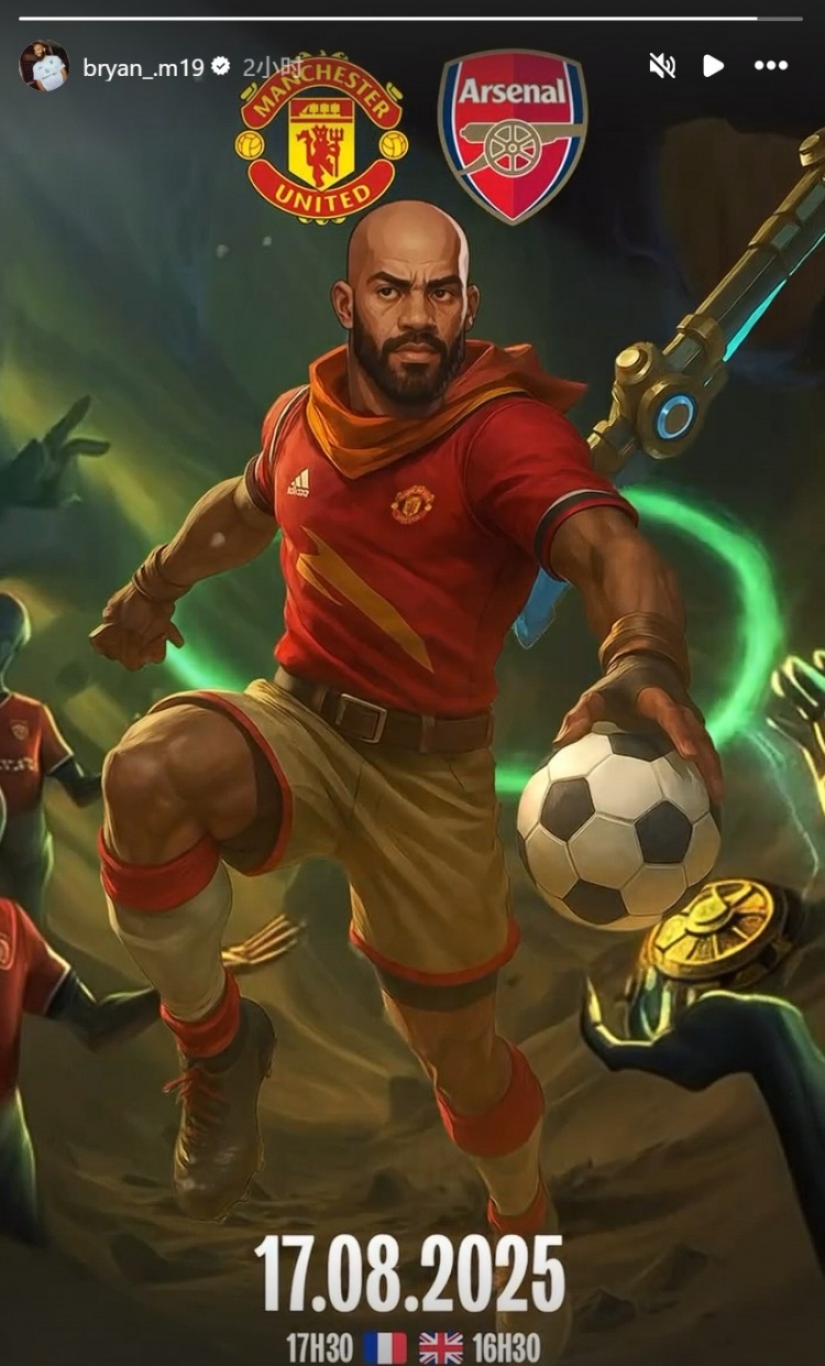 首秀迎強(qiáng)敵，姆貝莫社媒曬個(gè)人海報(bào)預(yù)熱曼聯(lián)vs阿森納