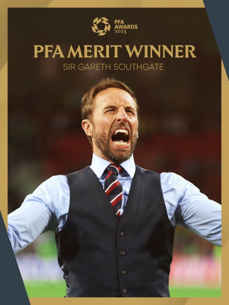 官方：索斯蓋特獲得2025年P(guān)FA卓越貢獻(xiàn)獎(jiǎng)