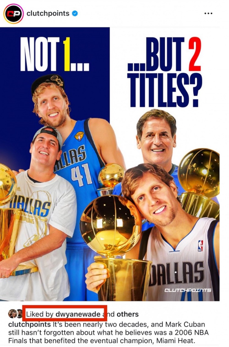 啥情況？庫班認(rèn)為06年總冠軍是被偷走的 該新聞被韋德點(diǎn)贊