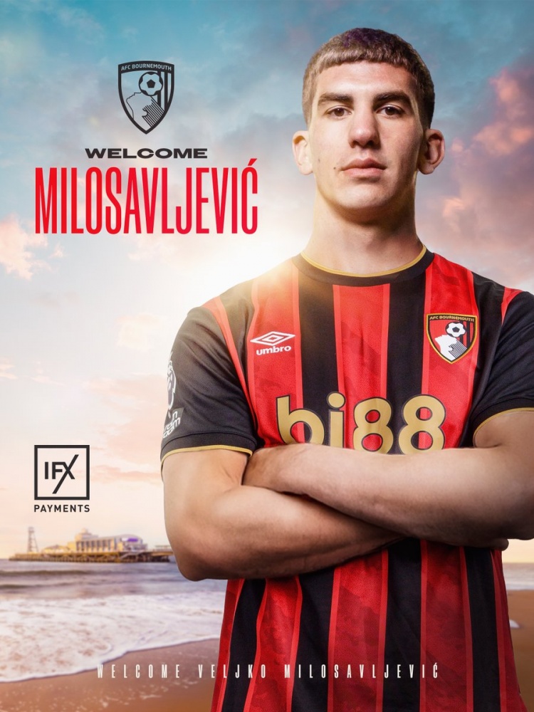 官方：伯恩茅斯簽下貝爾格萊德紅星18歲中衛(wèi)米洛薩夫列維奇