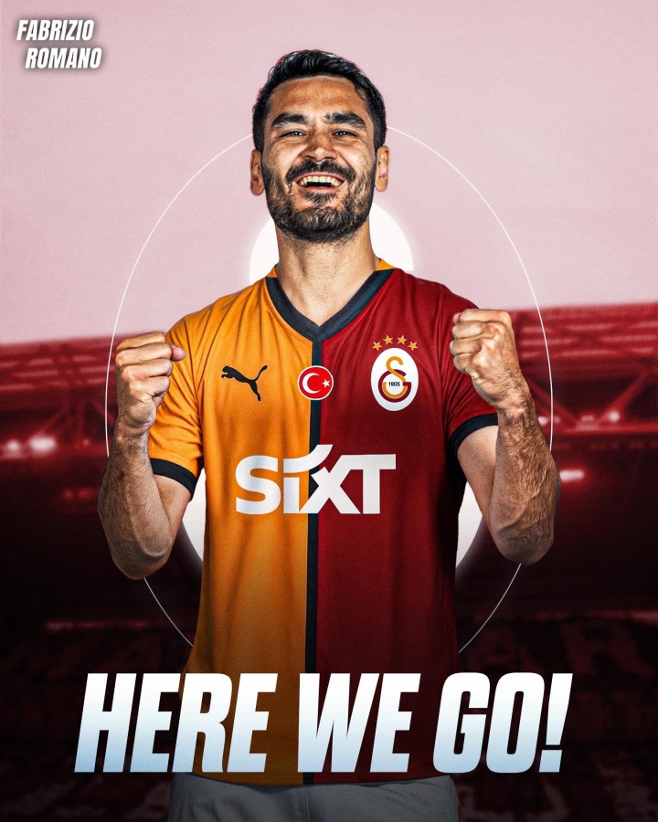 HWG！羅馬諾：曼城中場(chǎng)京多安免簽加盟加拉塔薩雷，雙方簽約2年