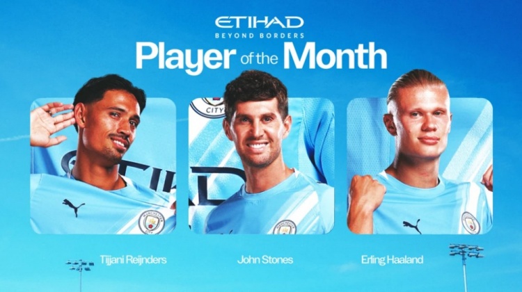 曼城官方8月隊內(nèi)最佳候選：哈蘭德、賴因德斯、斯通斯