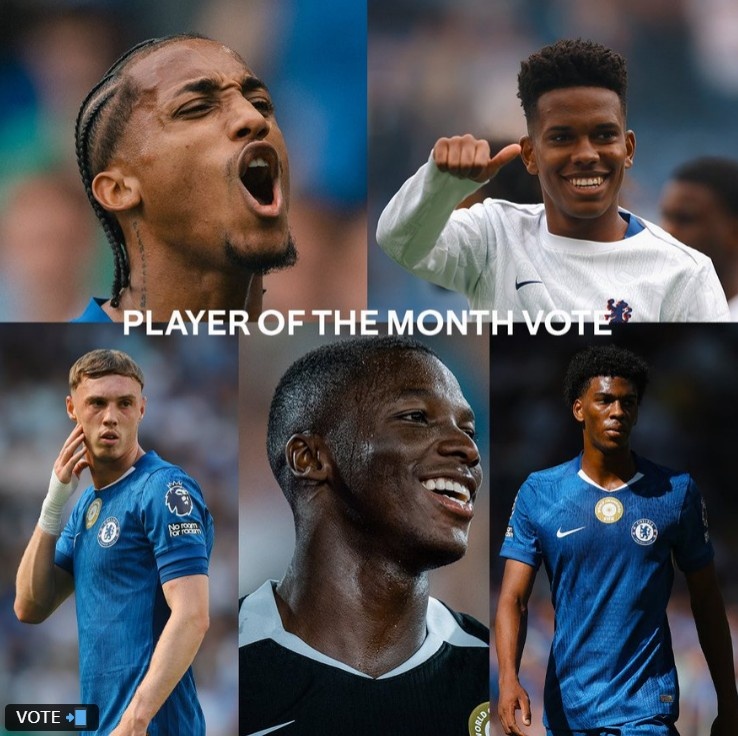 切爾西官方8月最佳球員候選：若昂-佩德羅領銜，埃斯特旺在列