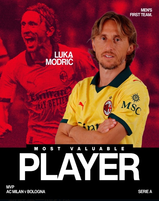 打進(jìn)唯一進(jìn)球，40歲莫德里奇當(dāng)選米蘭1-0博洛尼亞隊(duì)內(nèi)最佳