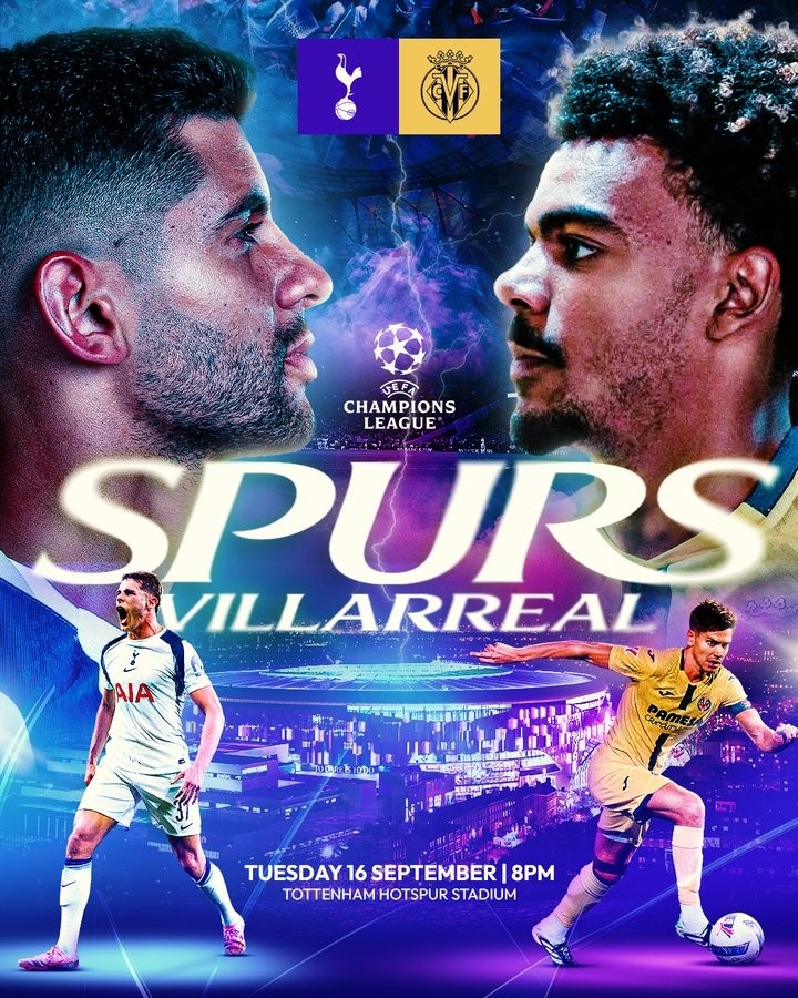 歐冠來襲！熱刺官推曬海報，預熱首戰(zhàn)對陣比利亞雷亞爾