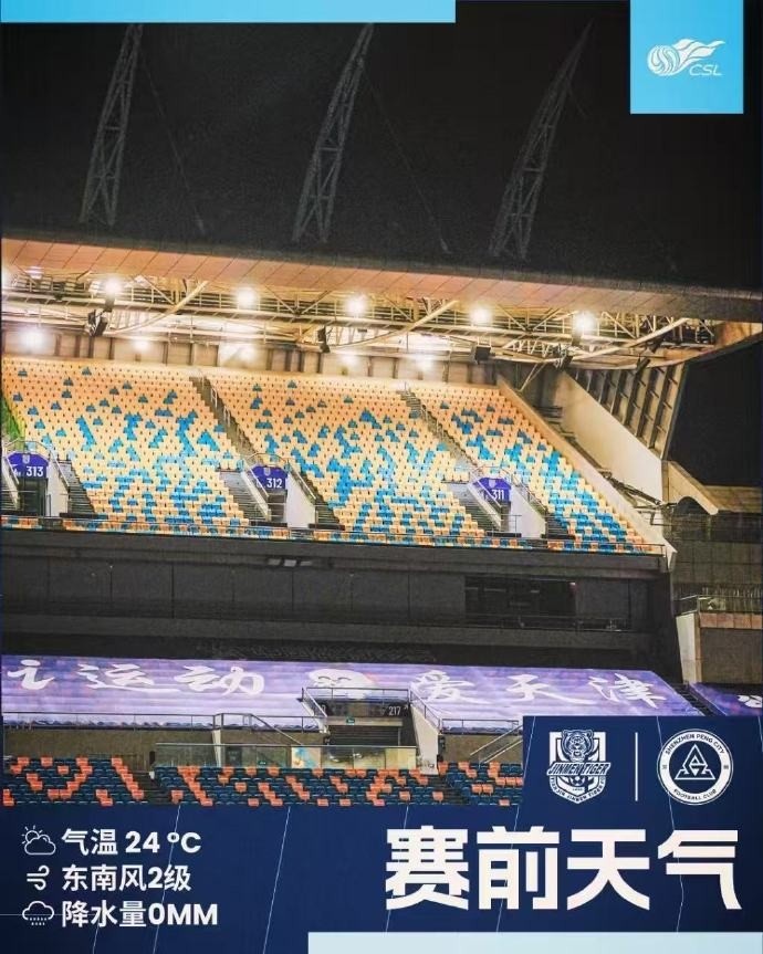 今日天津天氣涼爽宜人，前往客場的球迷朋友可輕裝出行