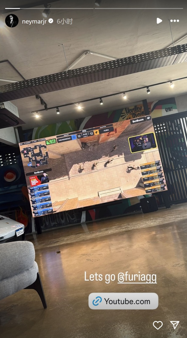 養(yǎng)傷！內(nèi)馬爾觀看CS2比賽，為巴西戰(zhàn)隊(duì)黑豹加油