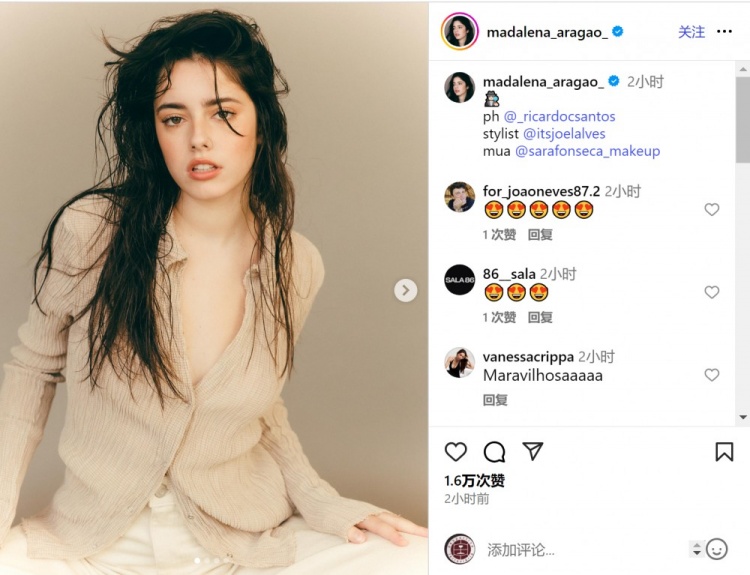 青春甜美！若奧-內維斯演員女友社媒發(fā)布寫真照片