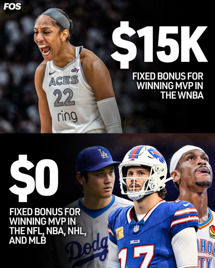 WNBA拿到MVP獎金1.5萬美金！而北美四大聯(lián)盟都無聯(lián)盟獎金