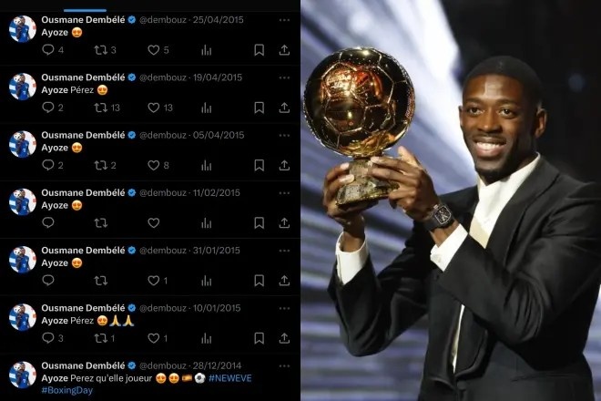 馬卡：眼光不錯！17歲時期的登貝萊曾是阿約澤-佩雷斯的小迷弟