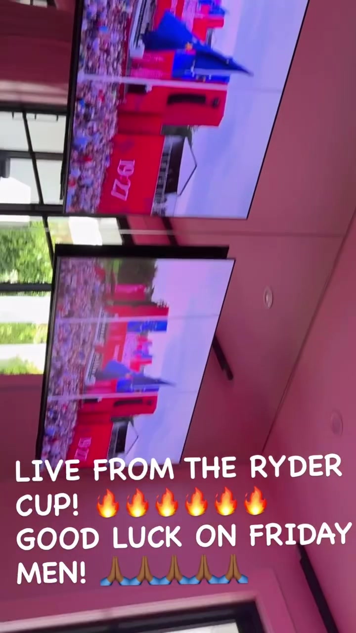 心系高爾夫！詹姆斯曬在健身房內(nèi)觀看萊德杯直播畫面：美國隊加油