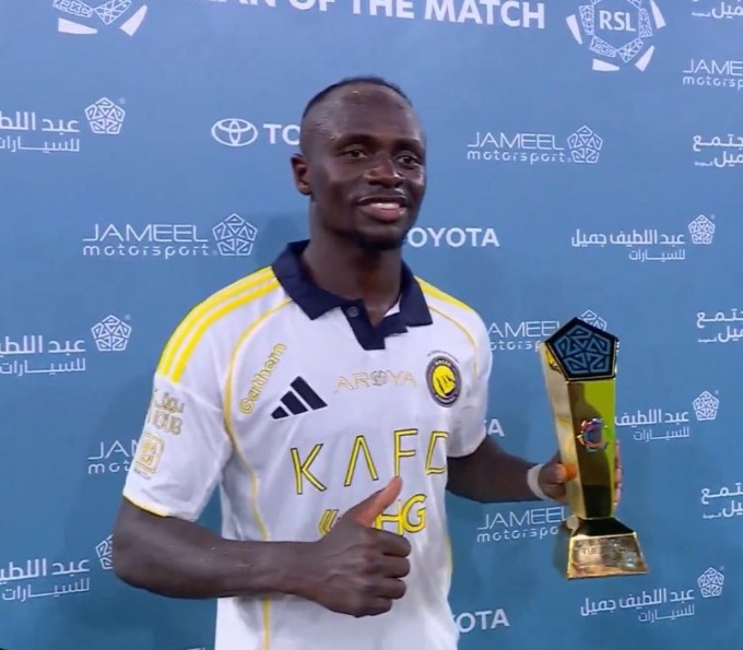 傳射建功！馬內(nèi)當選利雅得勝利2-0吉達聯(lián)合全場最佳球員