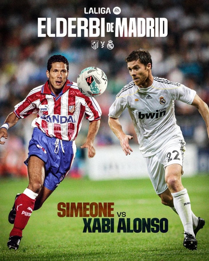 主帥斗法，西甲官方曬馬德里德比海報(bào)：球員時(shí)期阿隆索PK西蒙尼