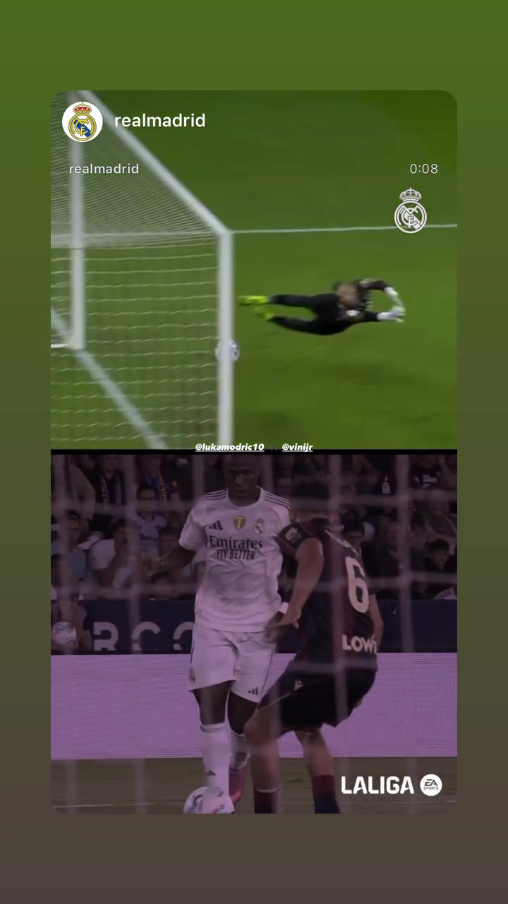 認(rèn)可！莫德里奇曬自己與維尼修斯外腳背射門對比視頻