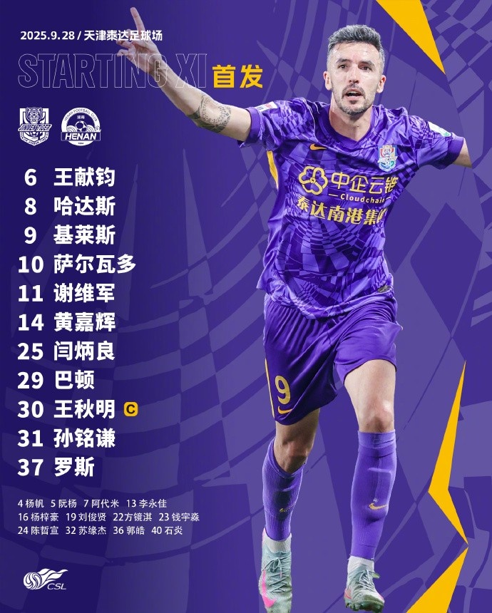 天津津門虎今日首發(fā)！