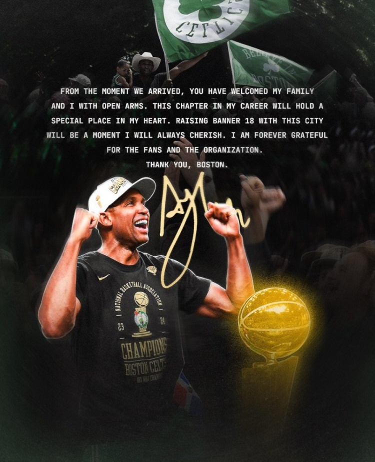 霍福德致謝綠軍：為波士頓升起第18面總冠軍旗幟將是永生銘記時(shí)刻