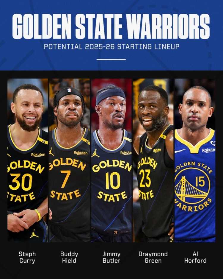 老年組！勇士新季潛在首發(fā)：庫(kù)里、希爾德、巴特勒、追夢(mèng)、霍福德