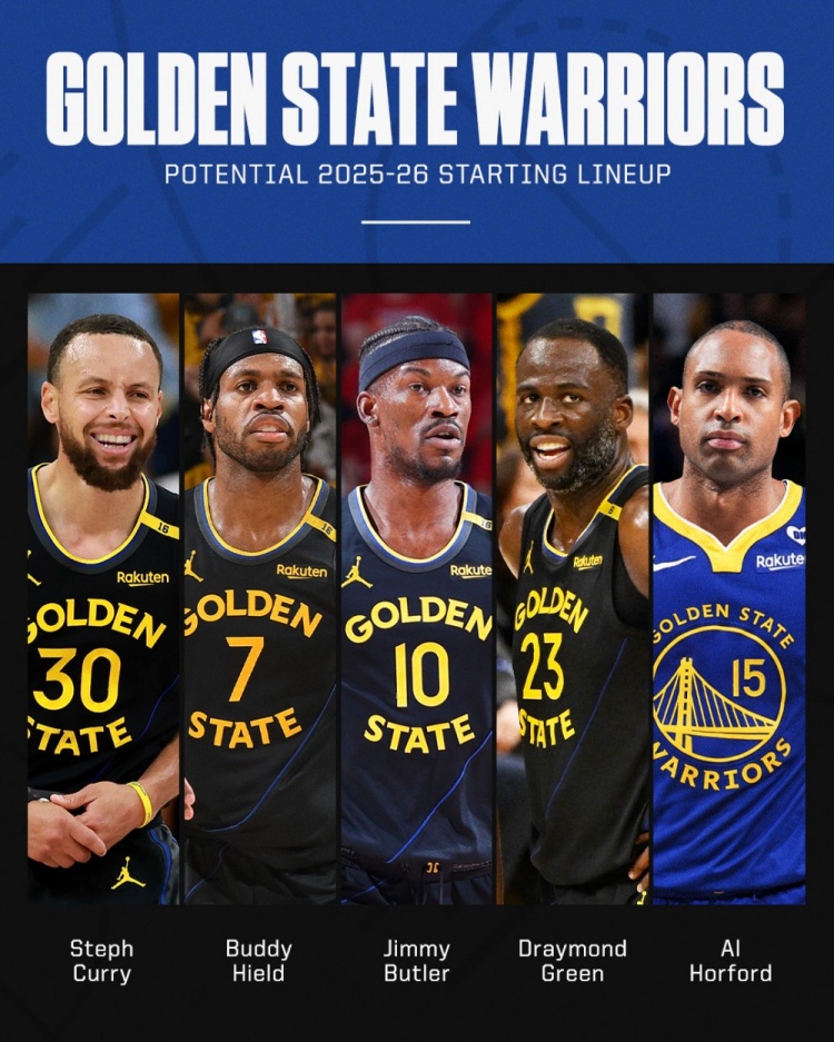 終于湊夠了！ESPN預(yù)測(cè)勇士首發(fā)：庫(kù)里 追夢(mèng) 巴特勒 希爾德 霍福德