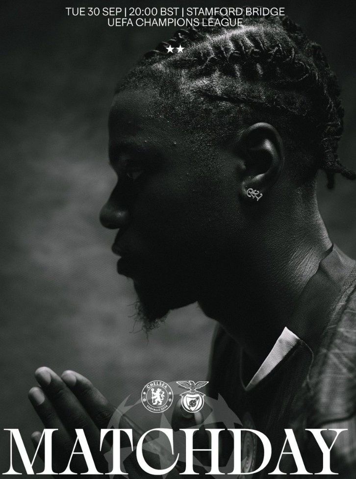 切爾西官方曬海報預(yù)熱歐冠對本菲卡，傷愈復(fù)出的拉維亞出鏡