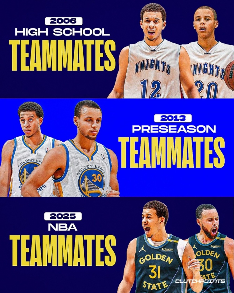 兄弟籃球！庫(kù)里和小庫(kù)里生涯第三次當(dāng)隊(duì)友 06年在高中時(shí)就是隊(duì)友